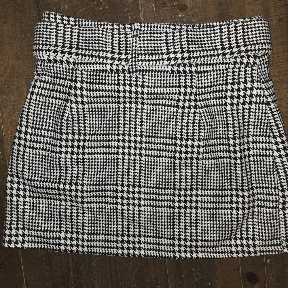 Medium Mini Pattern Belted Skirt Houndstooth Vintage Y2k Office Work 90s Preppy